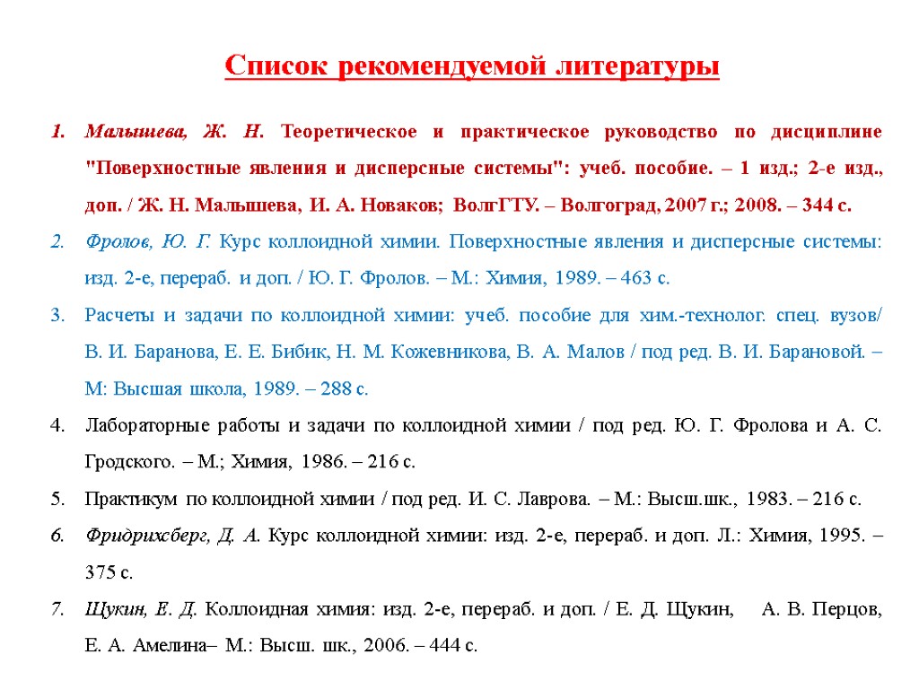 Малышева, Ж. Н. Теоретическое и практическое руководство по дисциплине 